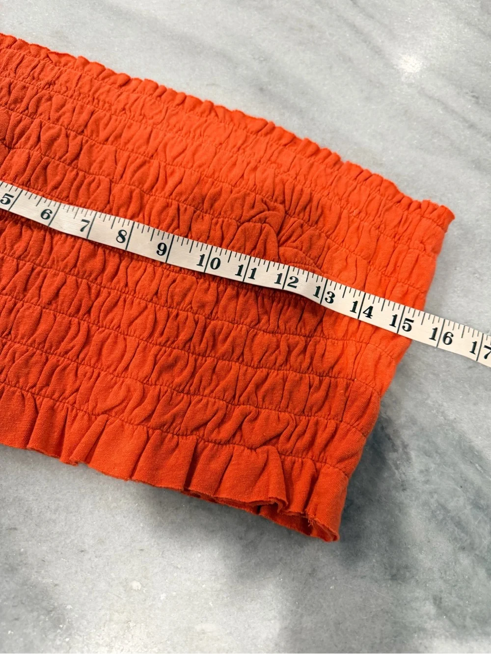 NWOT Free People Beach Size L Orange Smocked Linen Blend Strapless Tube Top